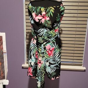 New York & Company Black Green Jumpsuit Sleeveless Resort Wear